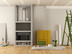 Home renovation with fireplace