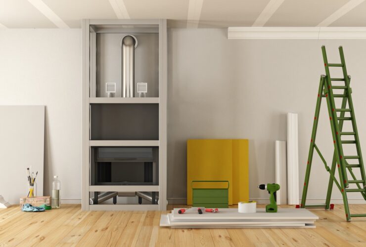 Home renovation with fireplace