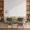Modern dining room interior design with white wall