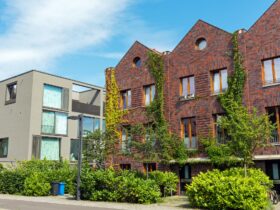 Modern houses made of bricks and concrete