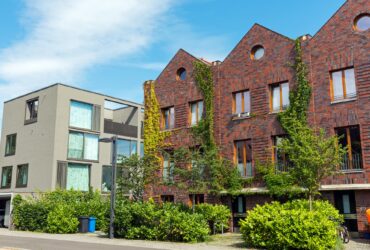 Modern houses made of bricks and concrete