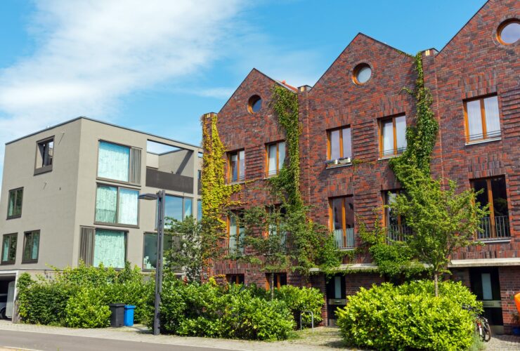 Modern houses made of bricks and concrete