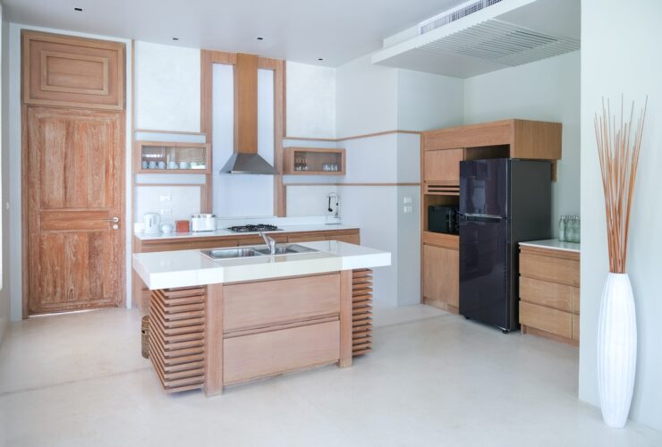 Modern wooden kitchen, Modern kitchen with an open design