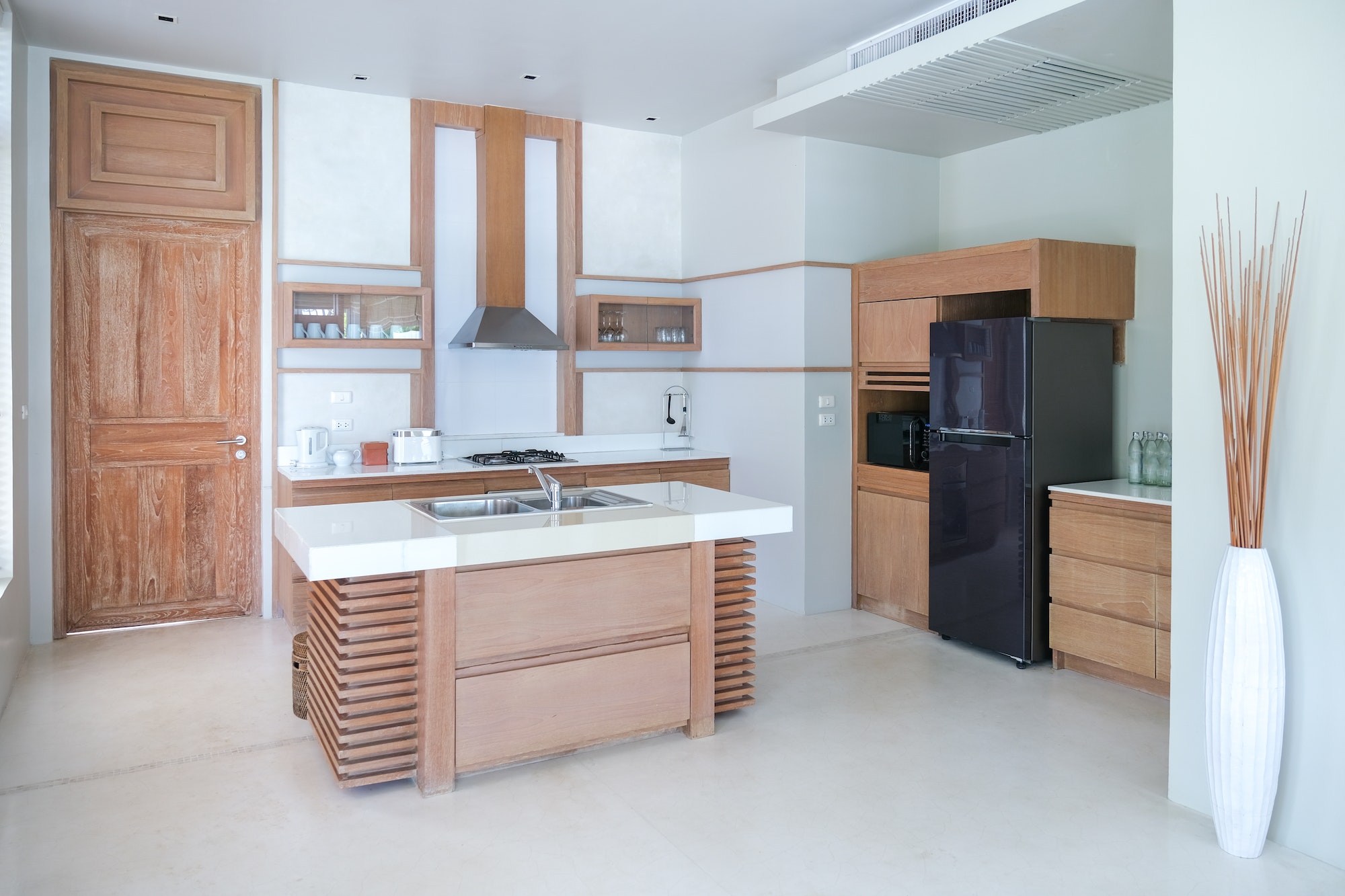 Modern wooden kitchen, Modern kitchen with an open design