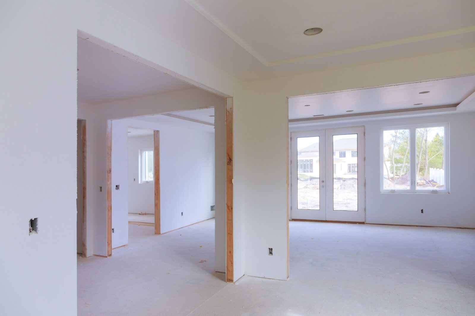 Room interior with drywall installed new house for the under construction