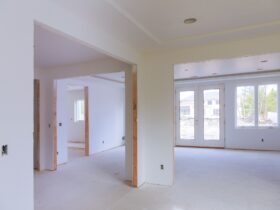 Room interior with drywall installed new house for the under construction