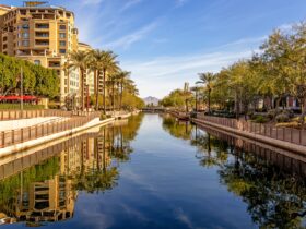 Scottsdale Arizona Canal Waterfront Travel Scene