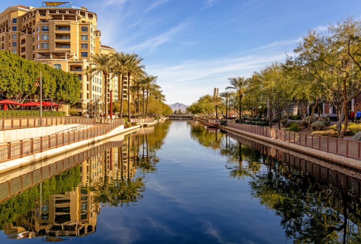 Scottsdale Arizona Canal Waterfront Travel Scene