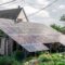 Solar system, solar panels near the house.