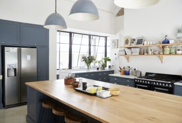 Kitchen island in a large family kitchen