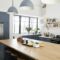Kitchen island in a large family kitchen