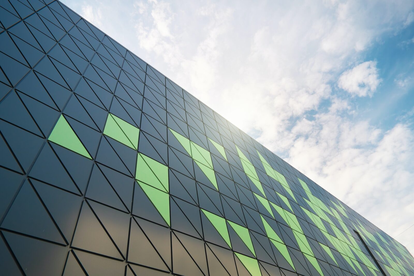 Modern building detail at blue sky.
