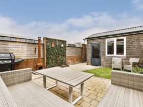 Neat patio with sitting area