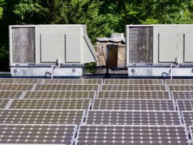 Rooftop solar panels connected to HVAC systems
