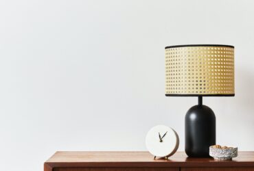 Scandinavian interior with stylish teak commode