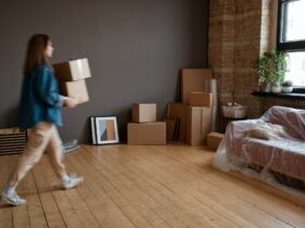 Woman Bringing Boxes Into To New House