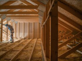 Attic Wooden Roof Construction Covering the House