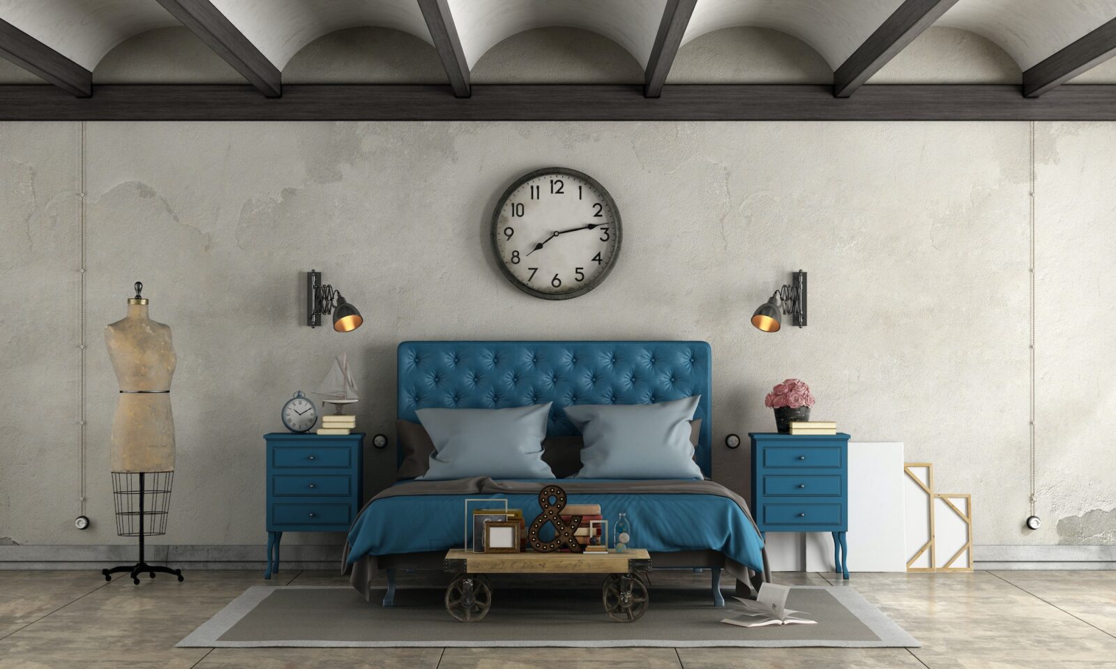 Bedroom in industrial style