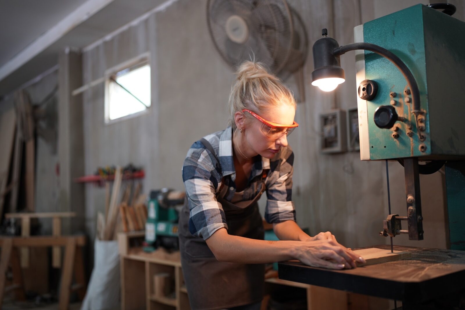 Carpenters Assembling Furniture, Small business in wood DIY workplace office background