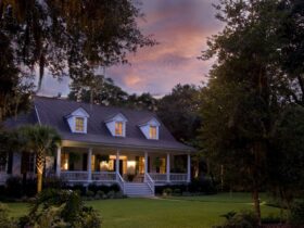 classic home at sunset