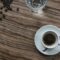 Espresso coffee on table aerial