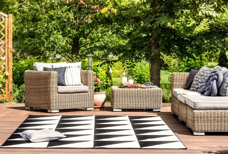 Garden furniture and rug