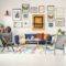 Simple posters gallery hanging on the wall in bright living room