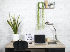 Work space at home. Home office and telecommuting concept