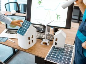Working on alternative energy project in the office