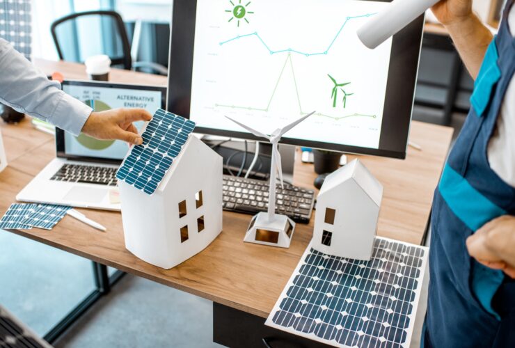Working on alternative energy project in the office