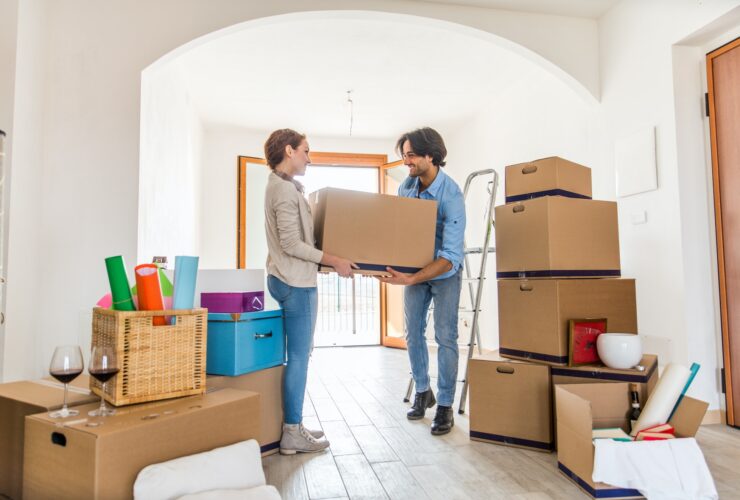 Couple moving into new house