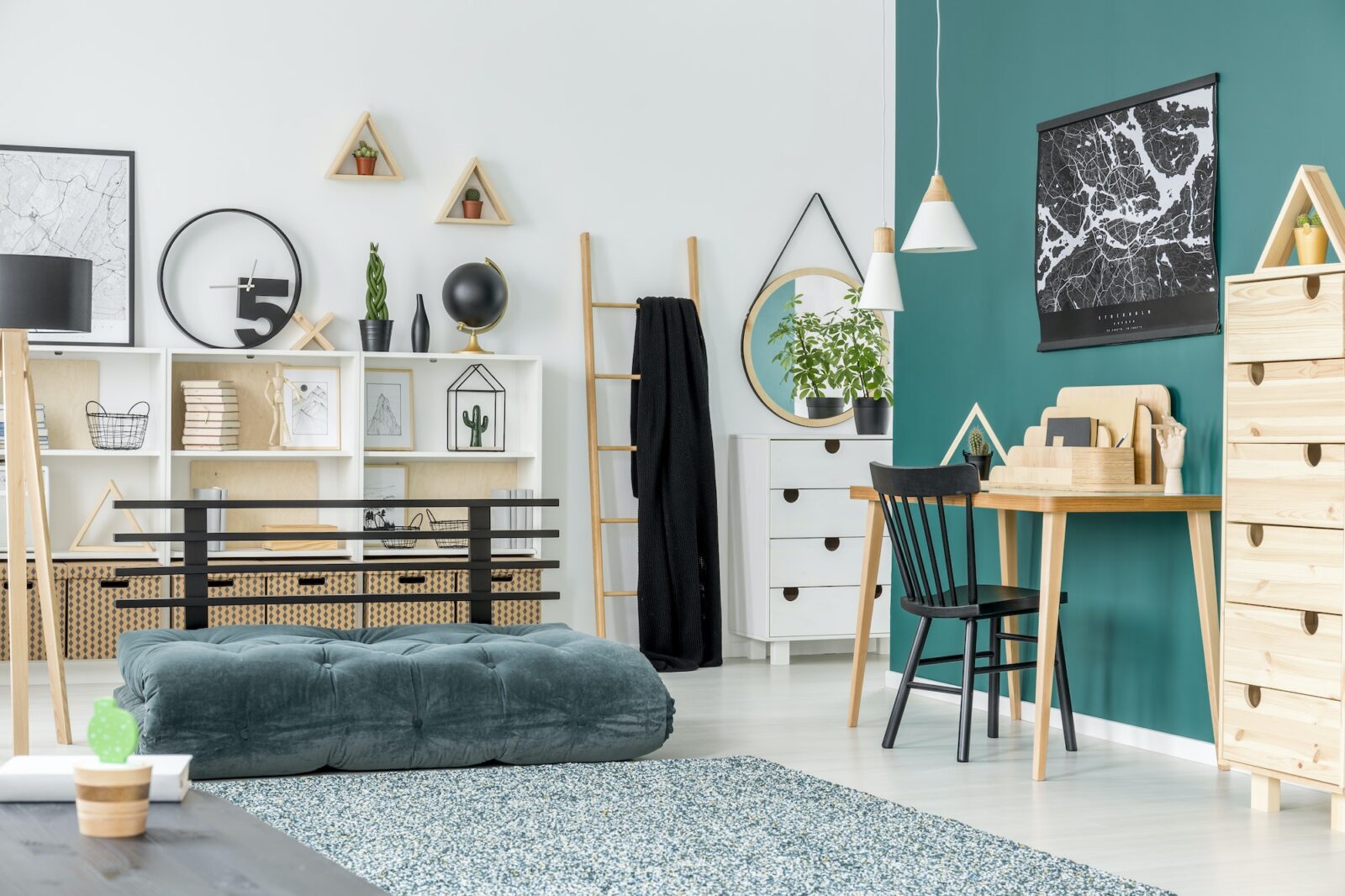 Green kid's room interior