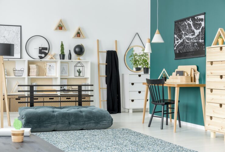 Green kid's room interior