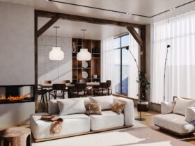 Open space living room and dining room