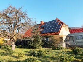 Solar Panels on Roof of Countryside House