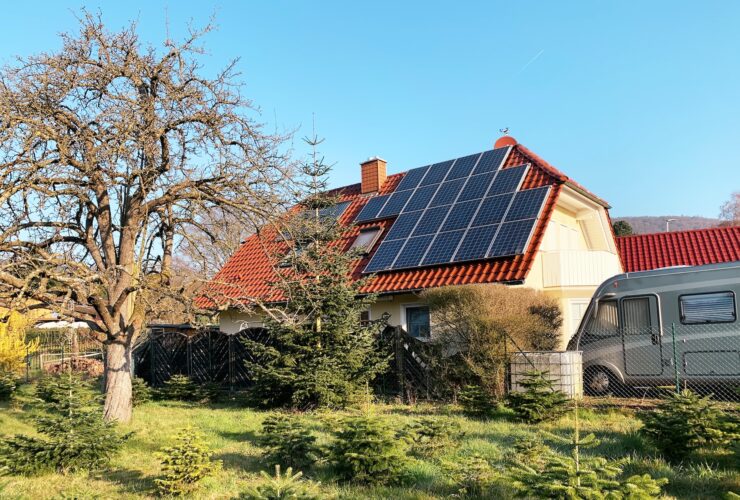 Solar Panels on Roof of Countryside House