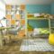 Interior of children room with bunk bed 3D rendering