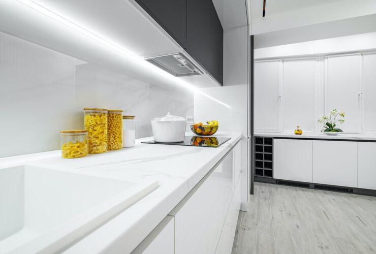 Luxury white and black modern marble kitchen
