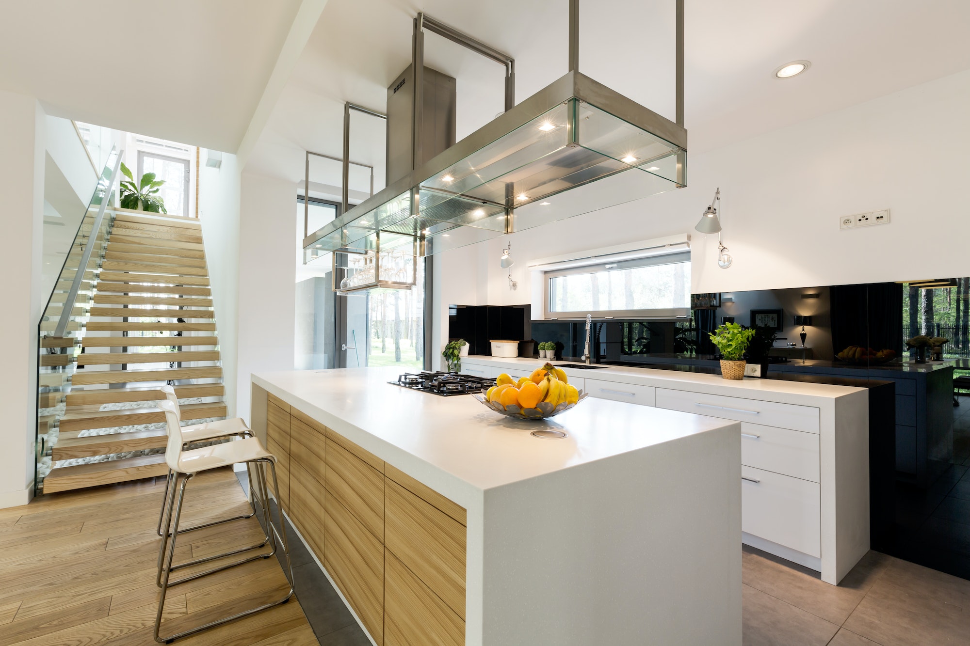 Modern kitchen in minimalistic apartment