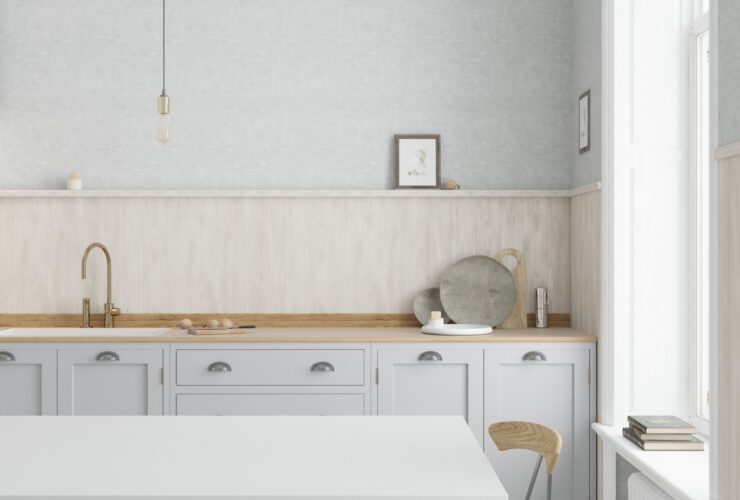 Beadboard paneling backsplash