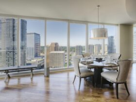 Dining room of luxury highrise apartment