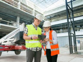 Industrial portrait of male and female construction engineers