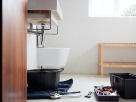 Plumbing Tools In Bathroom Ready To Repair Leaking Sink