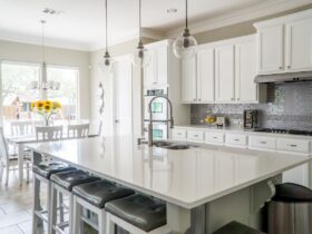A Tidy Kitchen With A Large Countertop