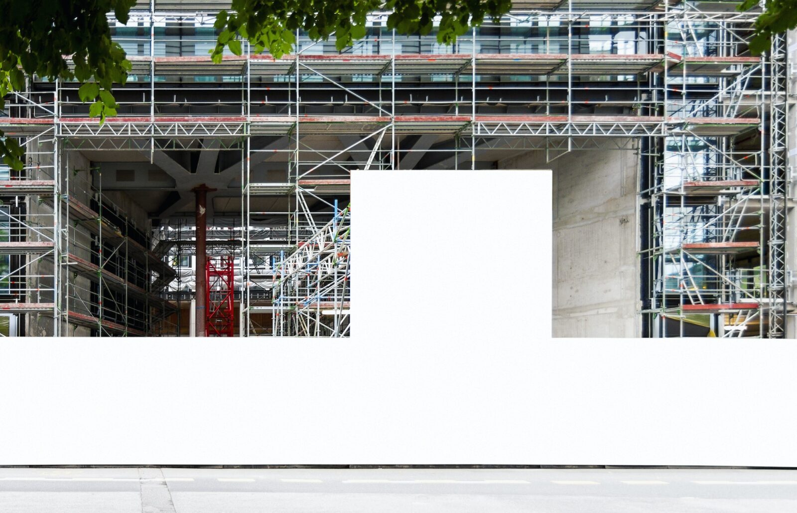 Construction site with blank construction fence mockup
