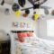 Graduation balloons in a bedroom