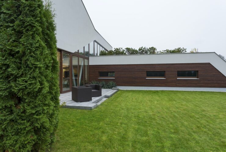 Spacious backyard with porch