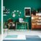 Teal interior with modern workspace