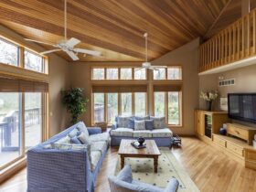 54679,Hardwood floor and ceilings in living room