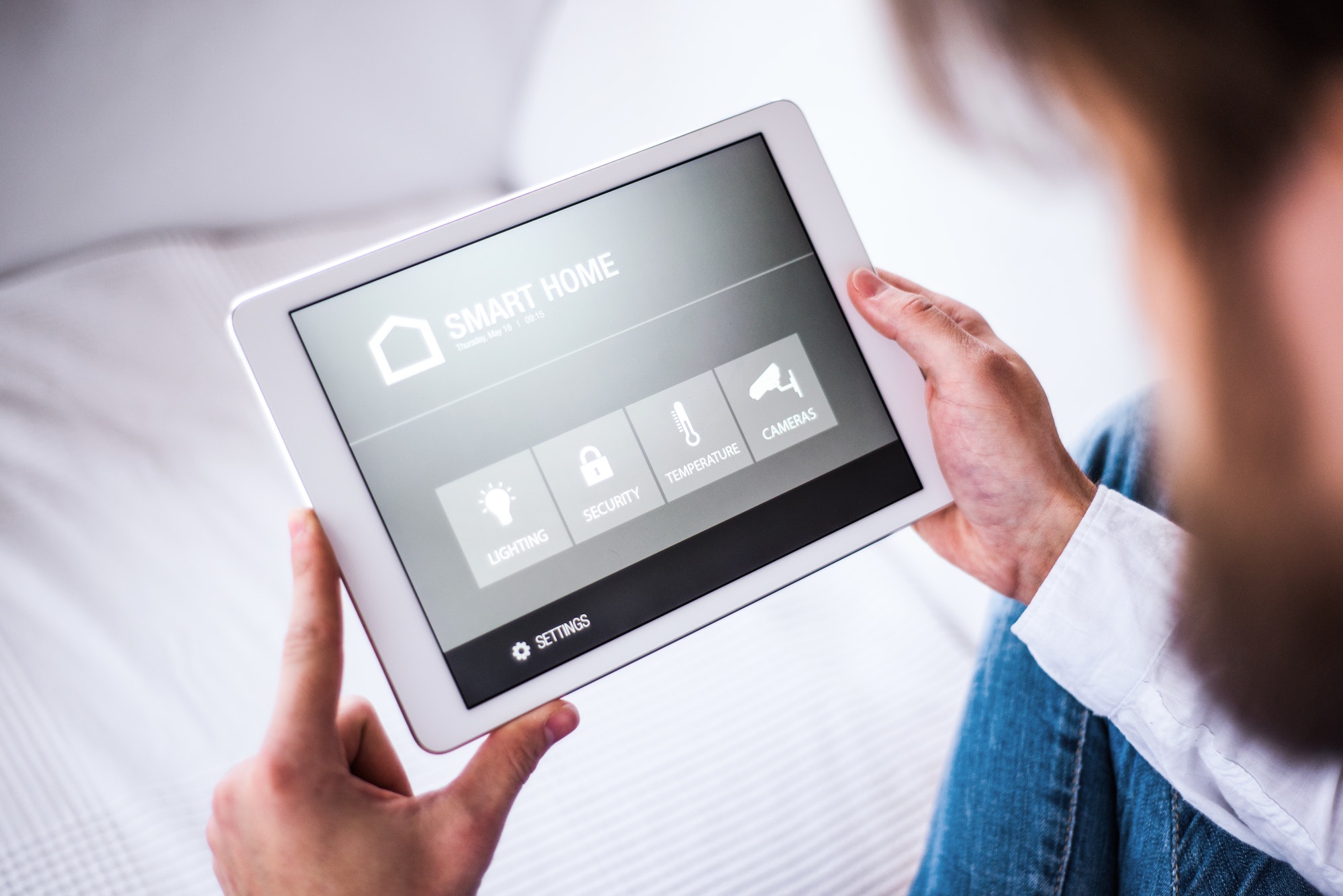 A tablet with smart home screen.